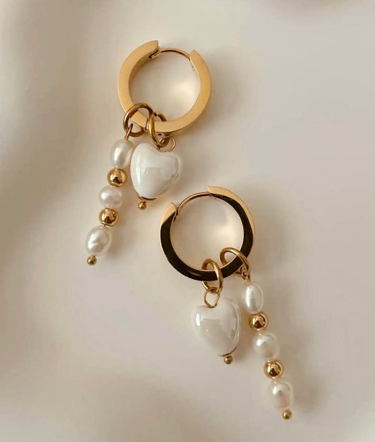 Heart and Pearl Earrings