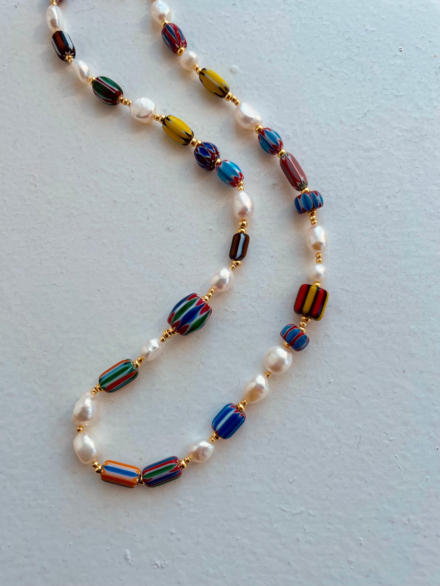 Glass & Pearl Beaded Necklace